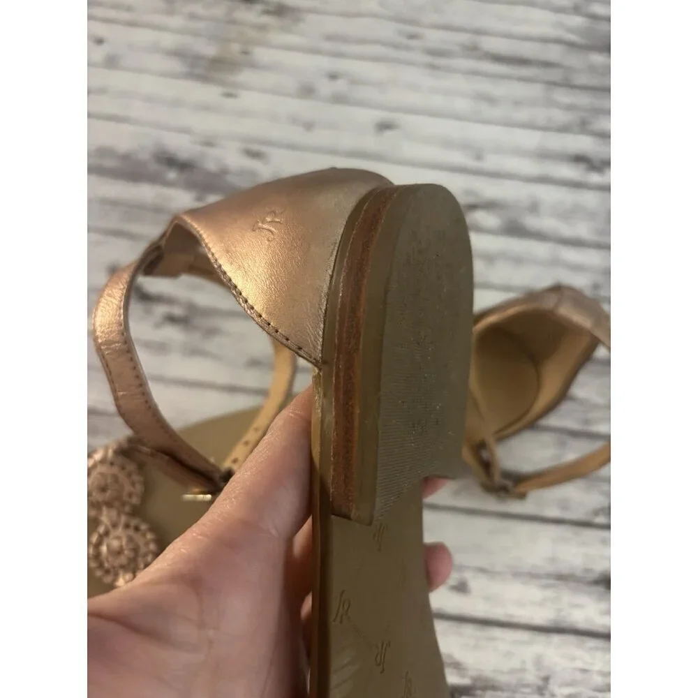 Jack Rogers Daphne Medallion Flat‎ Sandal (Women) 8.5 Rose Gold